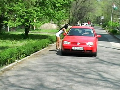 Дорожная проститутка пососала и потрахалась