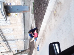 Секс с Машкой на стене многоэтажки