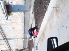 Секс с Машкой на стене многоэтажки