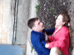 Секс с Машкой на стене многоэтажки